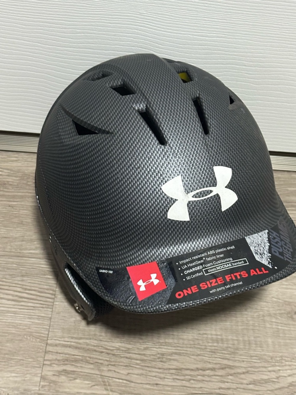 Under Armour Black and White Carbon-Texture Helmet